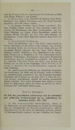 Zweiter Abschnitt. Die Zeit des gewerblichen Aufschwungs und der nationalen und politischen Freiheitskämpfe bis zur Aufrichtung des deutschen Reichs. 1815-1871