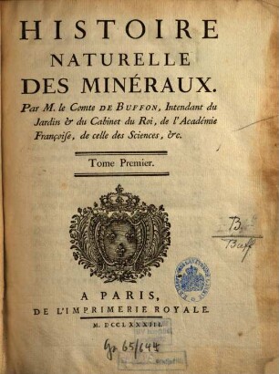 Histoire Naturelle Des Minéraux, Tome Premier