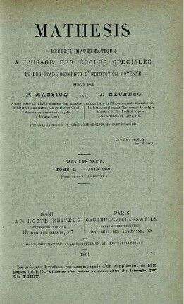TOME I - JUIN 1891.