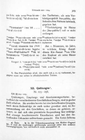 XII. Quittungen (Nr. 225-256)