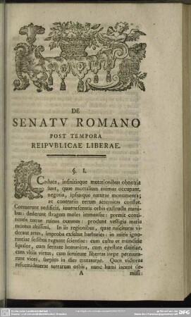 De Senatu Romano Post Tempora Reipublicae Liberae