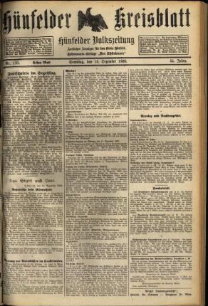 Erste Ausgabe vom Samstag, den 15. Dezember 1928.