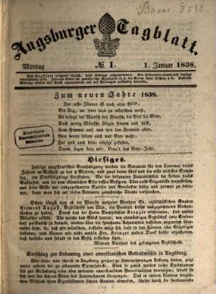 Augsburger Tagblatt. 1838,1/6