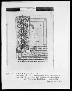 Evangeliar — Initiale I (nitium evangelii), Folio 52verso