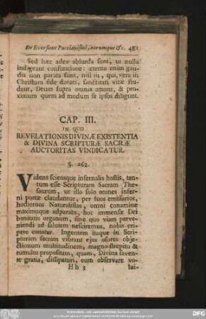 Cap. III. In Quo Revelationis Divinae Existentia & Divina Scripturae Sacrae Auctoritas Vindicatur.