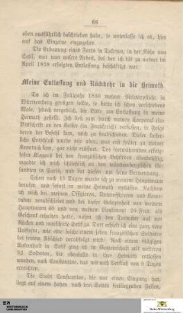 Meine Entlassung und Rückkehr in die Heimath