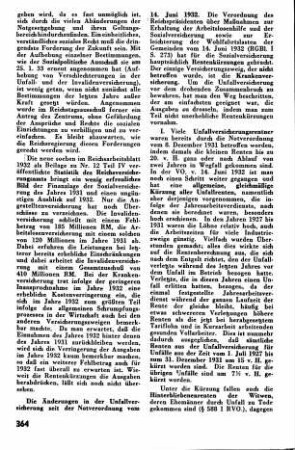 Änderungen in der Unfallversicherung seit der Notverordnung vom 14.Juni 1932 [Sozialversicherung]
