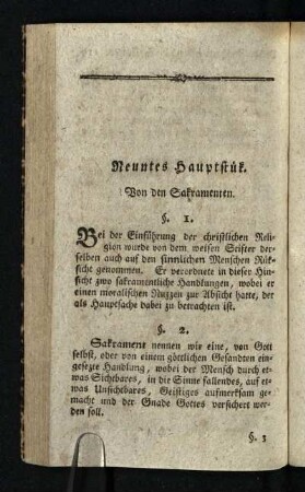 Neuntes Hauptstuek: Von den Sakramenten