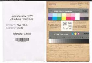 Entnazifizierung Emilie Reinartz , geb. 05.02.1907 (Putzfrau)