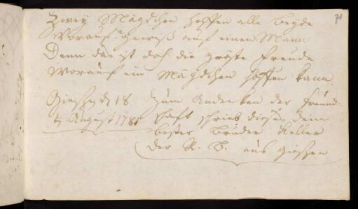 Keller, Ludwig Carl [Jurastudent aus Gießen]. Gießen, 18.08.1781.