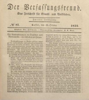 № 87. Cassel, den 31. October 1832.