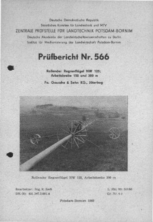 Rollender Regnerflügel NW 125