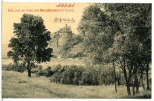 Aussig. Blick nach der Burgruine Schreckenstein