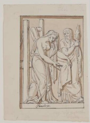 Penelope [Entwurf zu einem nicht ausgeführten Relief (wohl in Zusammenhang mit dem Weimarer Schloßneubau)]