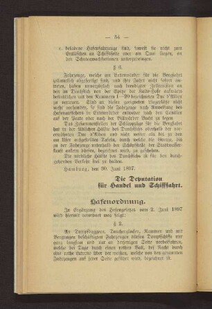 Die Deputation für Handel und Schifffahrt