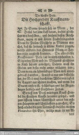 Die fünffte Perle. Die Hochgeehrte Kauffmannschafft