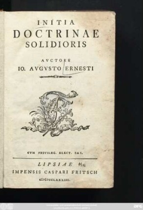 Initia Doctrinae Solidioris