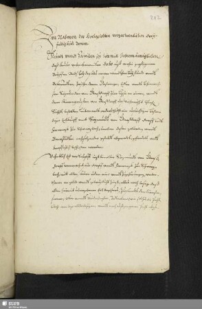 Im Nahmen der Hochgelobten unzertrenlichen Dreyfaltigkeit Amen. [Kaufbrief des Hieronymus von Gersdorf für Schwarzbach, 1623]