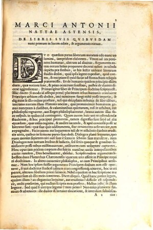 Volumina quaedam nuper excussa, numero et ordine qui subiicitur : de libris suis quibusdam ... de principum doctrina ... in funere Io. Francisi Nattae ...