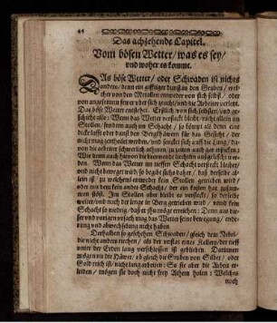 Das achzehende Capitel. Vom bösen Wetter / was es sey / und woher es komme