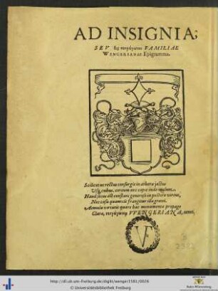 Insignia Familiae Wengerianae et Epigramma