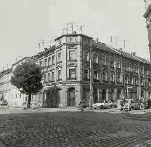 Glauchau, Jägerstraße 1, Wohn- und Geschäftshaus, Eckansicht