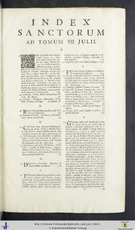 Index Sanctorum.