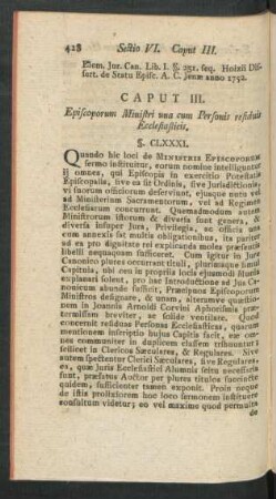 Caput III. Episcoporum Ministri una cum Personis residuis Ecclesiasticis