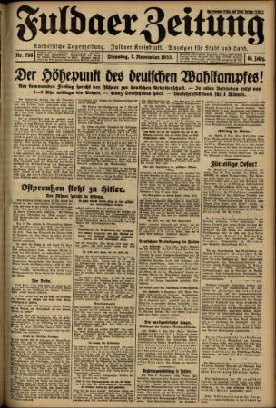 Ausgabe vom Dienstag, den 07. November 1933.