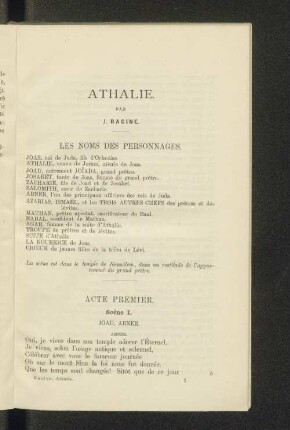Athalie. Par J. Racine.