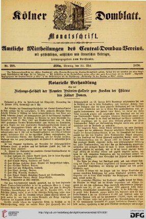 Kölner Domblatt: amtliche Mittheilungen des Central-Dombau-Vereins