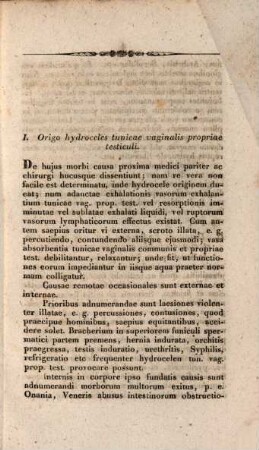 De origine, diagnosi et prognosi hydroceles tunicae vaginalis propriae testis eiusque distinctione a morbis congeneribus : dissertatio inauguralis