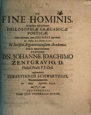 De fine hominis secundum disciplinam philosophiae Graecanicae poeticae