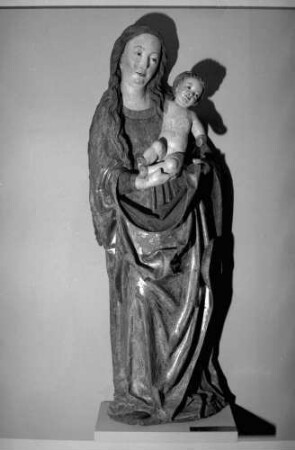 Freiburg: Augustinermuseum, Madonna, Lindenholz ausgehöhlt aus Oberglashütten, Oberrhein