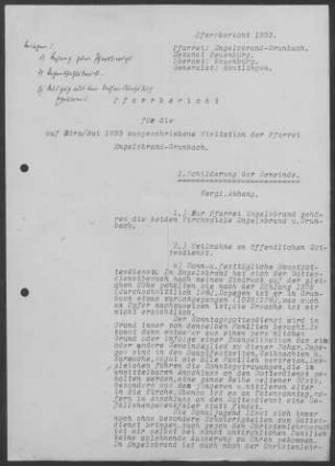 Engelsbrand-Grunbach: Pfarrbericht 1933