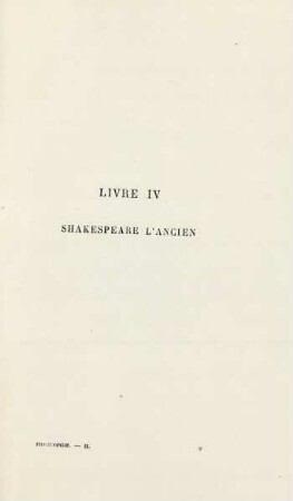 Livre IV. Shakespeare l'ancien