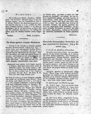 Literarische Correspondenz - Nachrichten ans dem österreichischen Kaiserstaat. Vom 8. December. 1809.