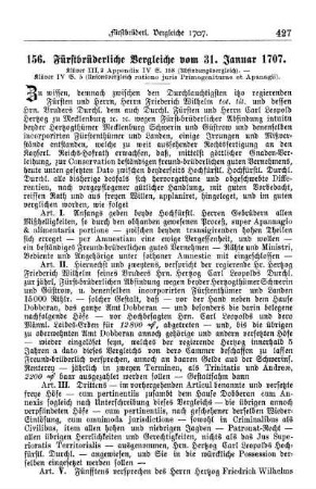 156. Fürstbrüderliche Vergleiche vom 31. Januar 1707.