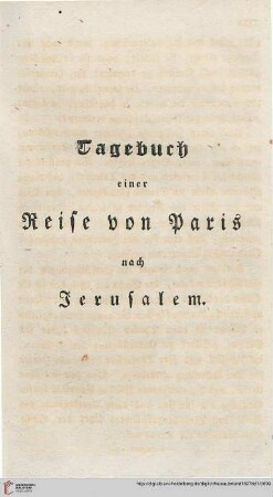 Tagebuch einer Reise von Paris nach Jerusalem