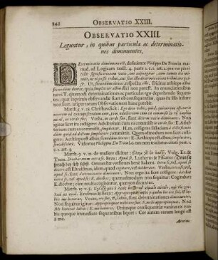 Observatio XXIII. Leguntur, in quibus particulæ ac determinationes diminuentes.