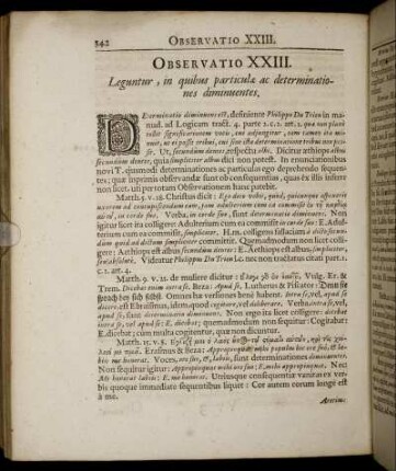 Observatio XXIII. Leguntur, in quibus particulæ ac determinationes diminuentes.