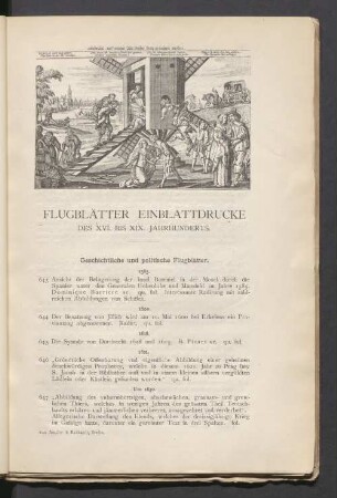 Flugblätter Einblattdrucke des XVI. bis XIX. Jahrhunderts