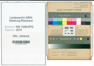 Entnazifizierung Johanna Ohn , geb. 04.12.1911 (Angestellte)