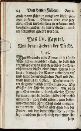 Das IV. Capitel. Von denen Fiebern der Pferde.