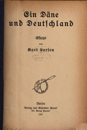 Ein Däne und Deutschland : Essays