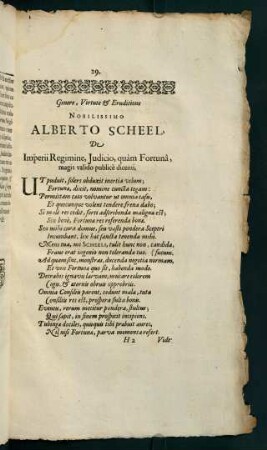 Generre, Virtute & Eruditione. Nobilissimo Alberto Scheel