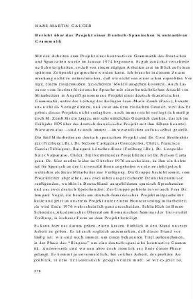 Bericht über das Projekt einer Deutsch-Spanischen Kontrastiven Grammatik