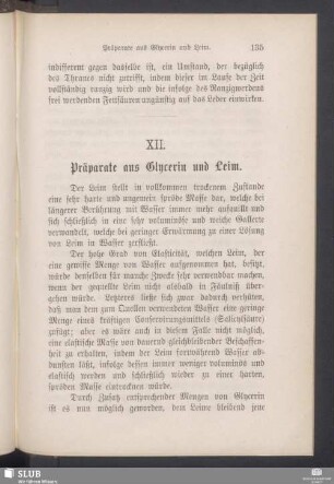 XII. Präparate aus Glycerin und Leim
