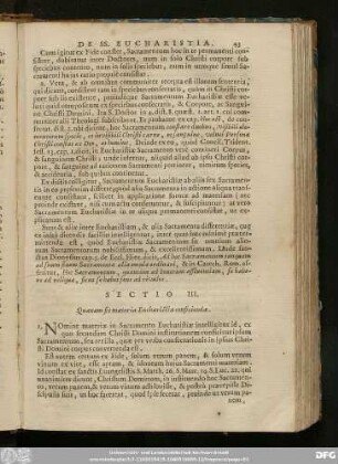 Sectio III. Quaenam sit materia Eucharistiae conficiendae.