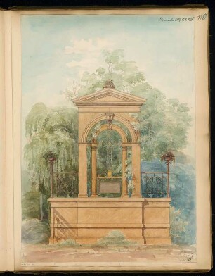 Grabdenkmal für Geheimrat Koch, Thale Monatskonkurrenz November 1877: Aufriss Vorderansicht; Maßstabsleiste